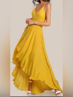 Stunning Mustard Yellow high low Maxi Dress
